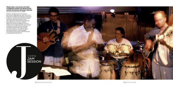 Michel Jules, Luiz Carlos de Paula et Stéphane Sarlin (trio Notenstock) invitent le bassiste Abraham Laboriel Festival Jazz à Vienne, 1993 Photo : Pascal Kober